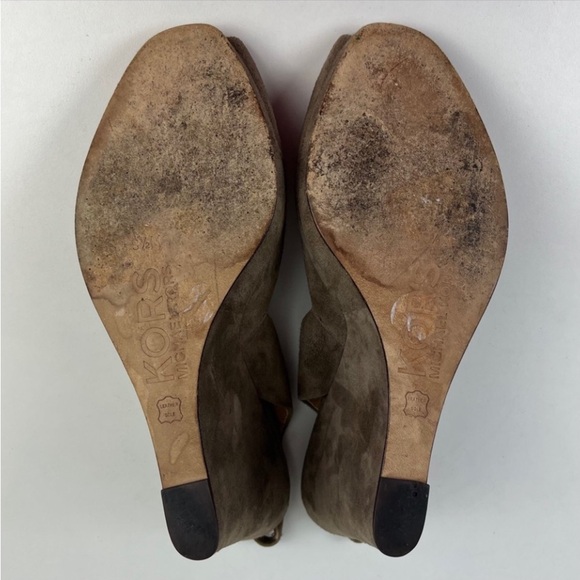 KORS MICHAEL KORS Vivian Peeptoe Suede Wedges Rockabilly Retro Pinup Twee Y2K - Picture 10 of 11